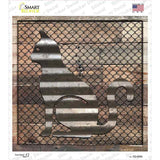 Corrugated Cat on Wood Novelty Square Sticker Decal