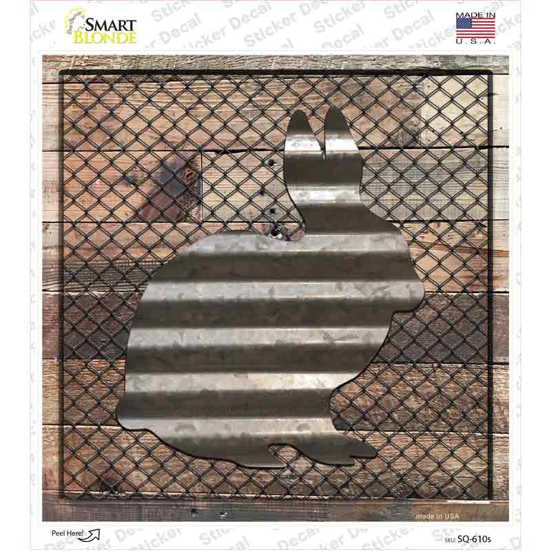 Corrugated Rabbit on Wood Novelty Square Sticker Decal