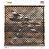 Corrugated Dragonfly on Wood Novelty Square Sticker Decal