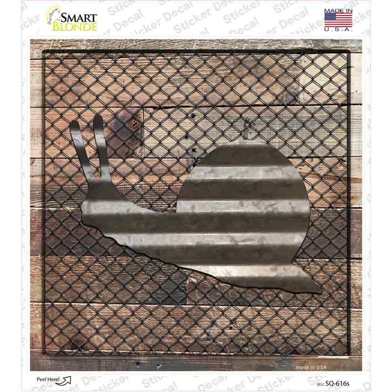 Corrugated Snail on Wood Novelty Square Sticker Decal