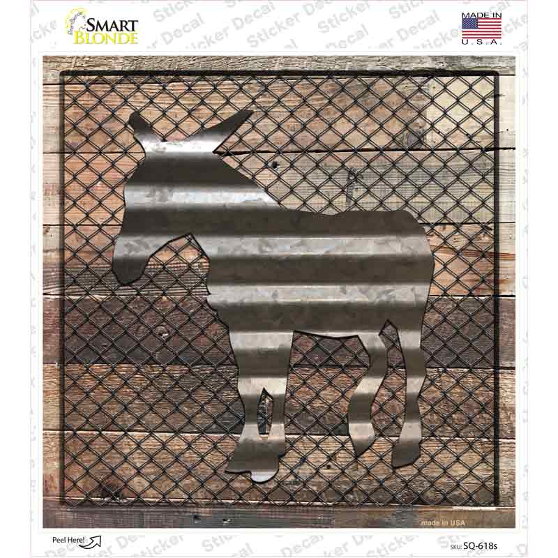 Corrugated Donkey on Wood Novelty Square Sticker Decal