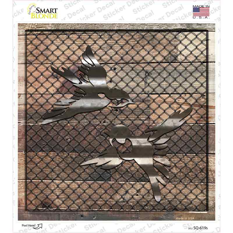 Corrugated Little Birds on Wood Novelty Square Sticker Decal