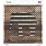 Corrugated Elephant on Wood Novelty Square Sticker Decal
