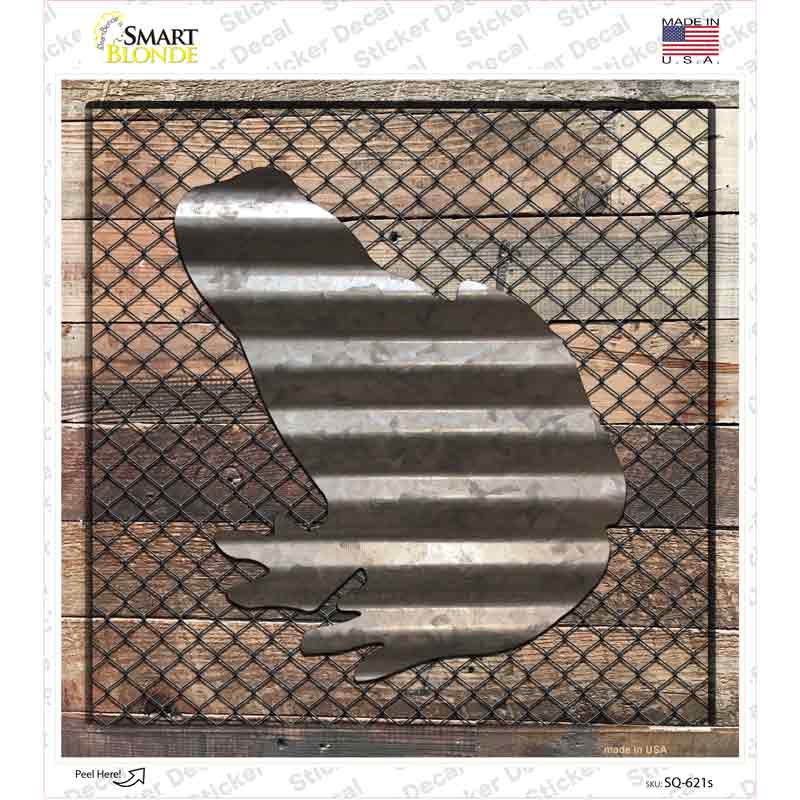 Corrugated Frog on Wood Novelty Square Sticker Decal