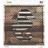 Corrugated Seahorse on Wood Novelty Square Sticker Decal