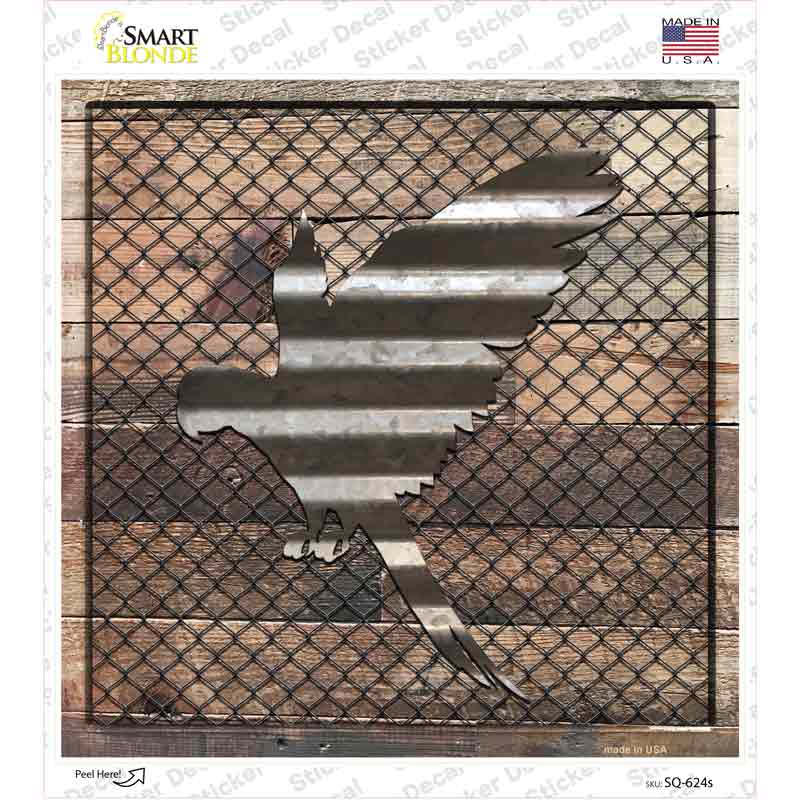 Corrugated Parrot on Wood Novelty Square Sticker Decal