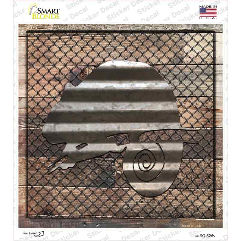 Corrugated Chameleon on Wood Novelty Square Sticker Decal