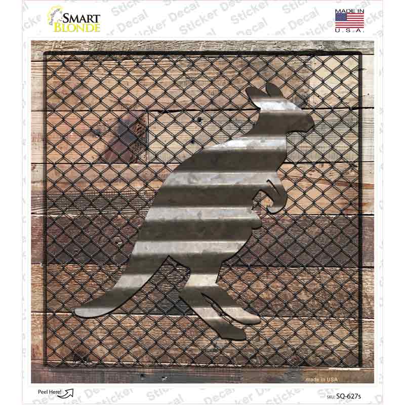 Corrugated Kangaroo on Wood Novelty Square Sticker Decal