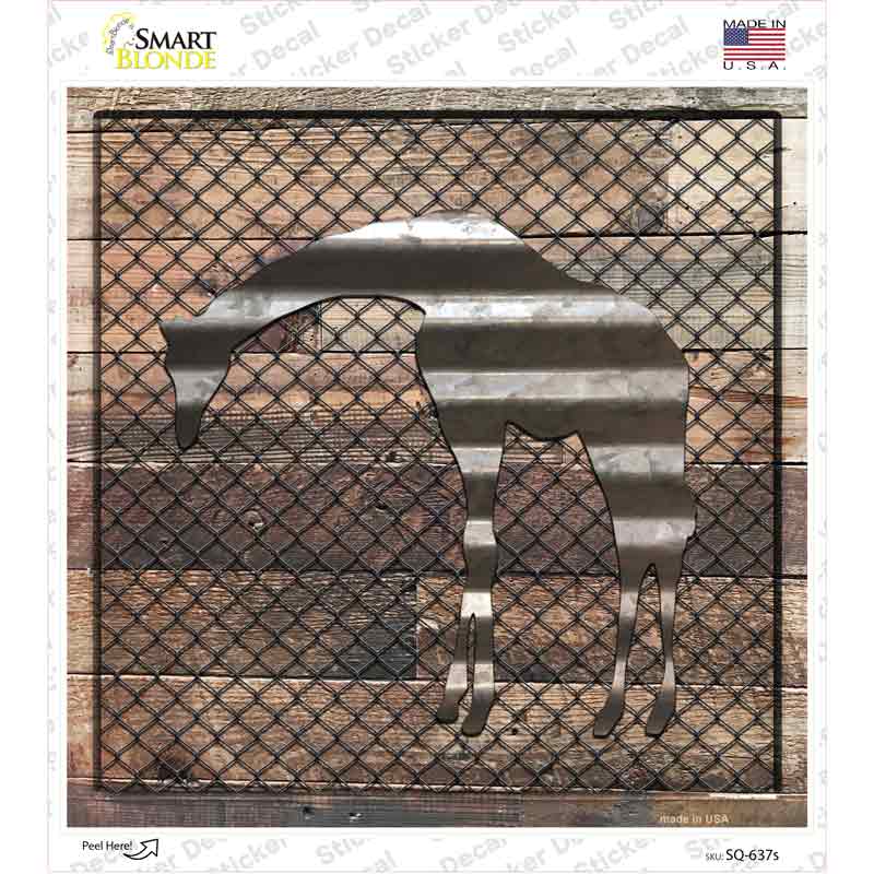 Corrugated Giraffe on Wood Novelty Square Sticker Decal