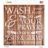 Jesus and Germs Novelty Square Sticker Decal