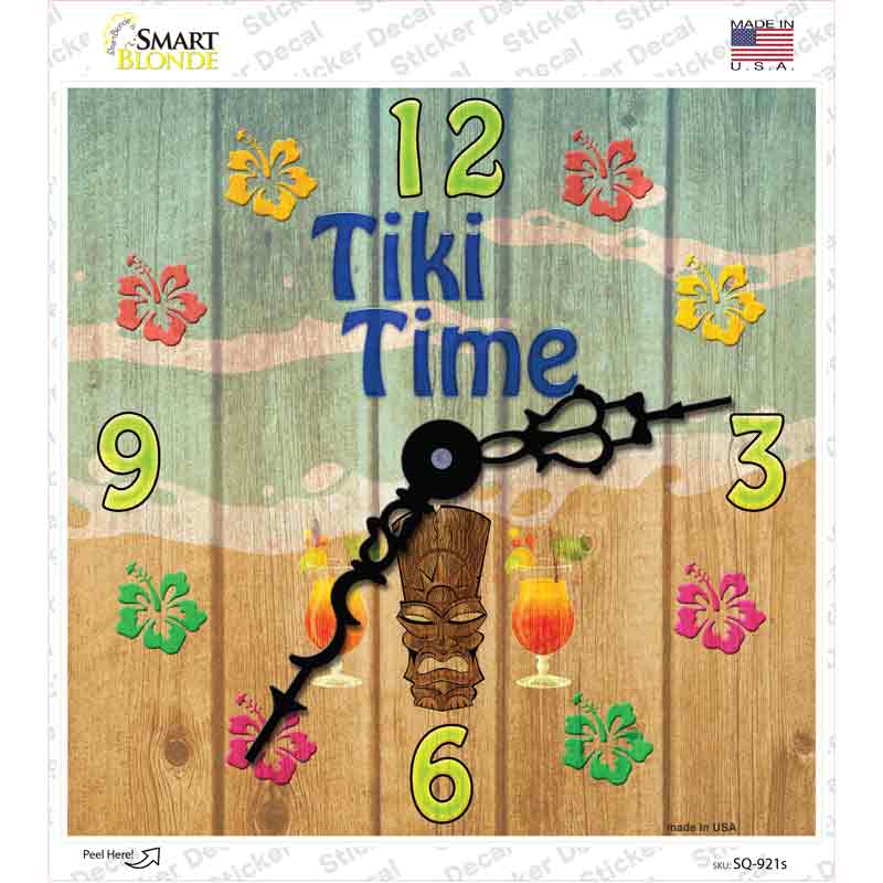 Tiki Time Novelty Square Sticker Decal
