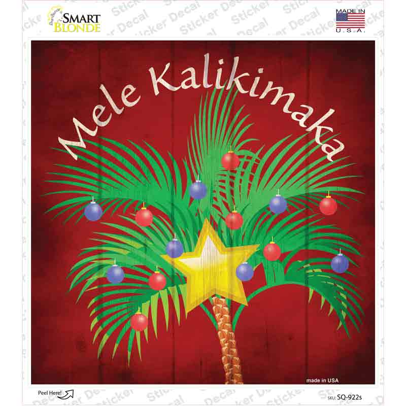 Mele Kalikimaka Novelty Square Sticker Decal