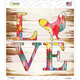 Love Colorful Chicken Novelty Square Sticker Decal