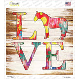 Love Colorful Horse Novelty Square Sticker Decal