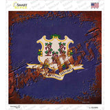 Connecticut Rusty Stamped Novelty Square Sticker Decal