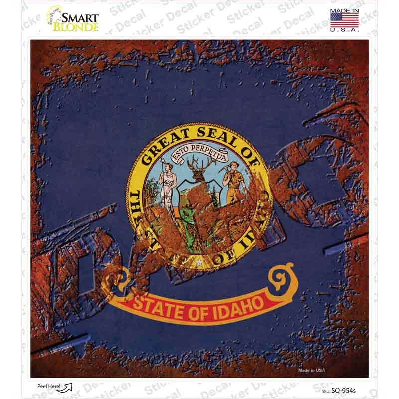 Idaho Rusty Stamped Novelty Square Sticker Decal