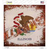 Illinois Rusty Stamped Novelty Square Sticker Decal