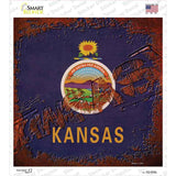 Kansas Rusty Stamped Novelty Square Sticker Decal