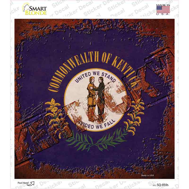Kentucky Rusty Stamped Novelty Square Sticker Decal