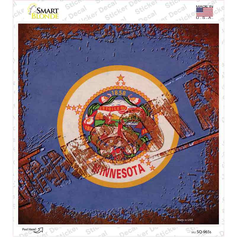 Minnesota Rusty Stamped Novelty Square Sticker Decal