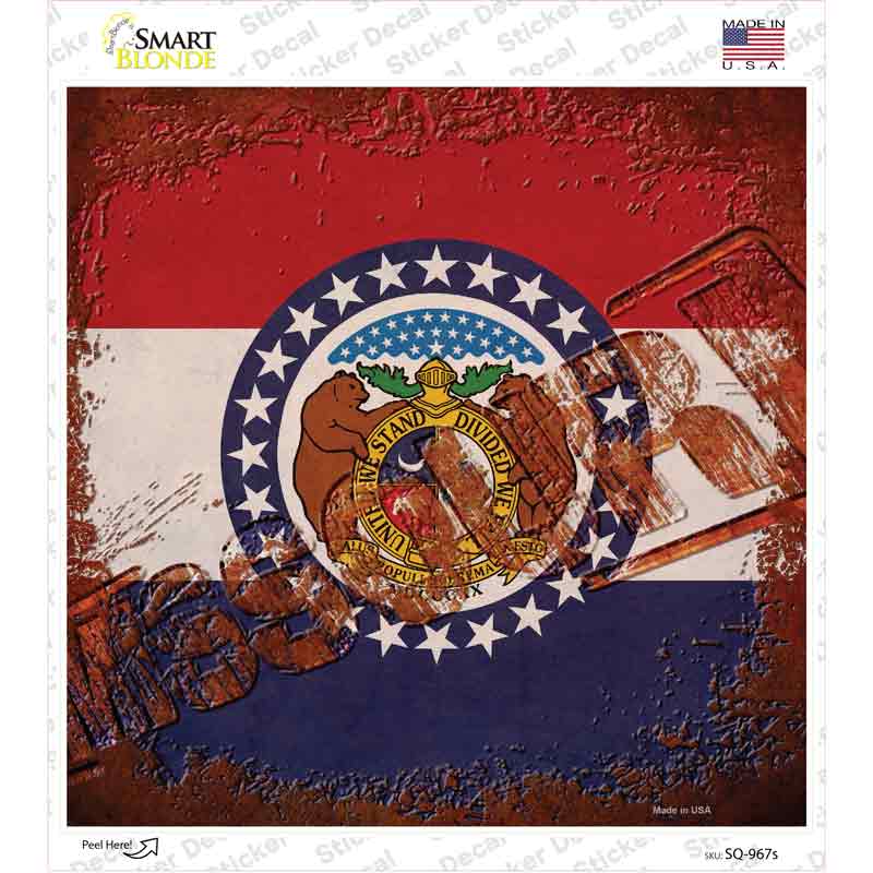 Missouri Rusty Stamped Novelty Square Sticker Decal