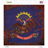 North Dakota Rusty Stamped Novelty Square Sticker Decal