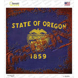 Oregon Rusty Stamped Novelty Square Sticker Decal