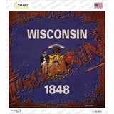Wisconsin Rusty Stamped Novelty Square Sticker Decal