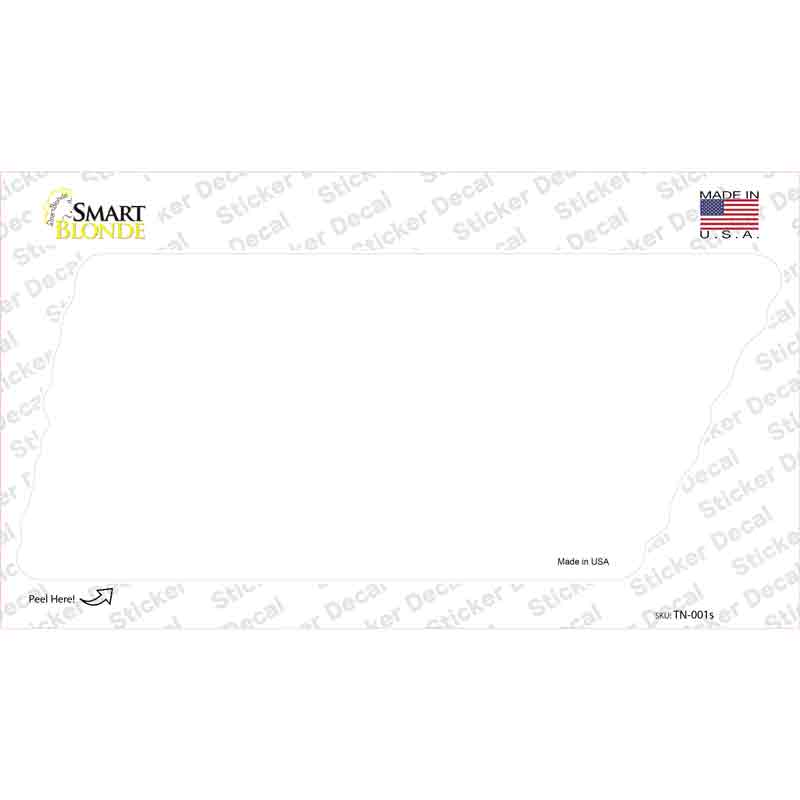 White Solid Novelty Tennessee Shape Sticker Decal