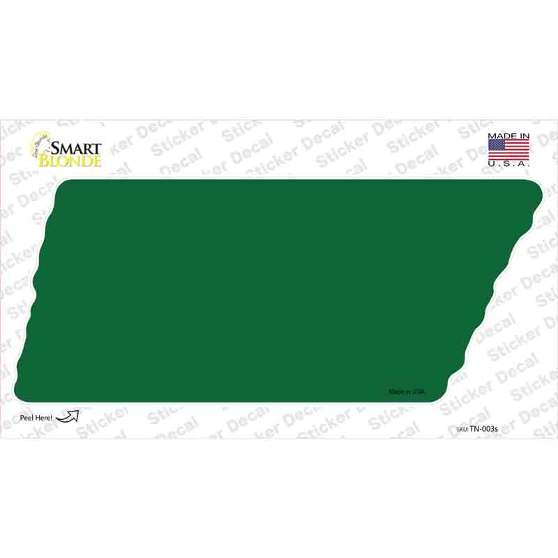 Green Solid Novelty Tennessee Shape Sticker Decal
