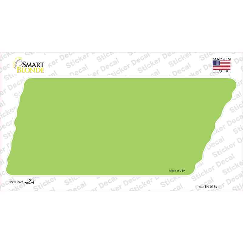 Lime Green Solid Novelty Tennessee Shape Sticker Decal