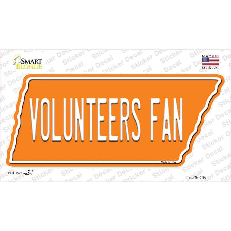 Volunteers Fan Novelty Tennessee Shape Sticker Decal