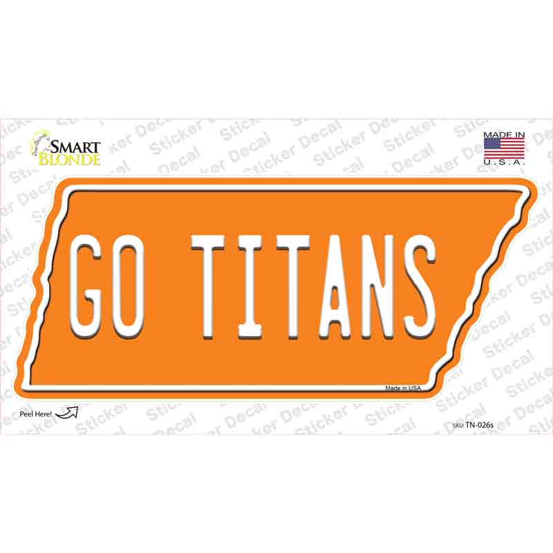Go Titans Novelty Tennessee Shape Sticker Decal