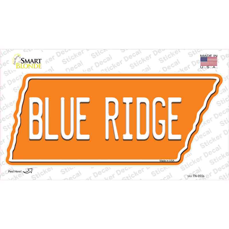 Blue Ridge Novelty Tennessee Shape Sticker Decal