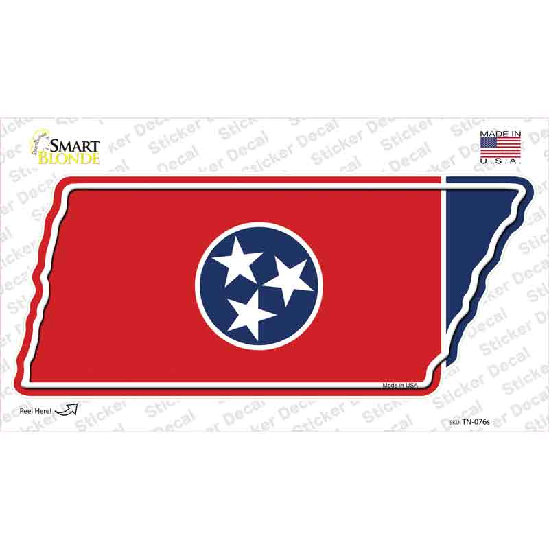 Tennessee Flag Novelty Tennessee Shape Sticker Decal
