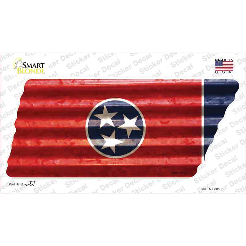 Corrugated Tennessee Flag Novelty Tennessee Shape Sticker Decal