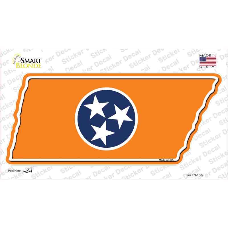 Orange Tennessee Flag Novelty Tennessee Shape Sticker Decal