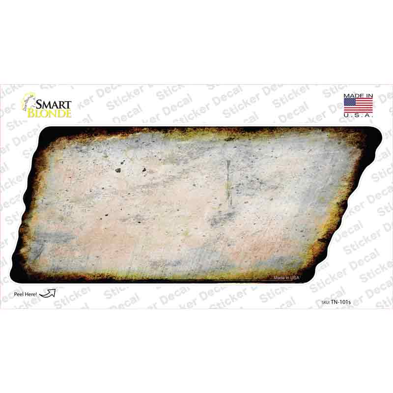 White Solid Novelty Rusty Tennessee Shape Sticker Decal