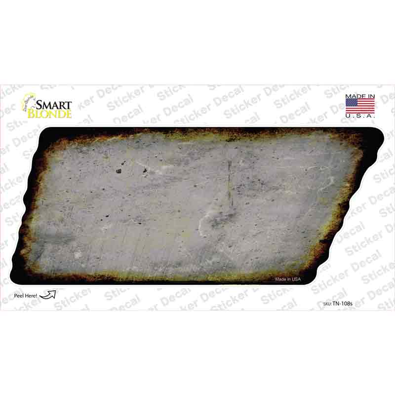 Gray Solid Novelty Rusty Tennessee Shape Sticker Decal