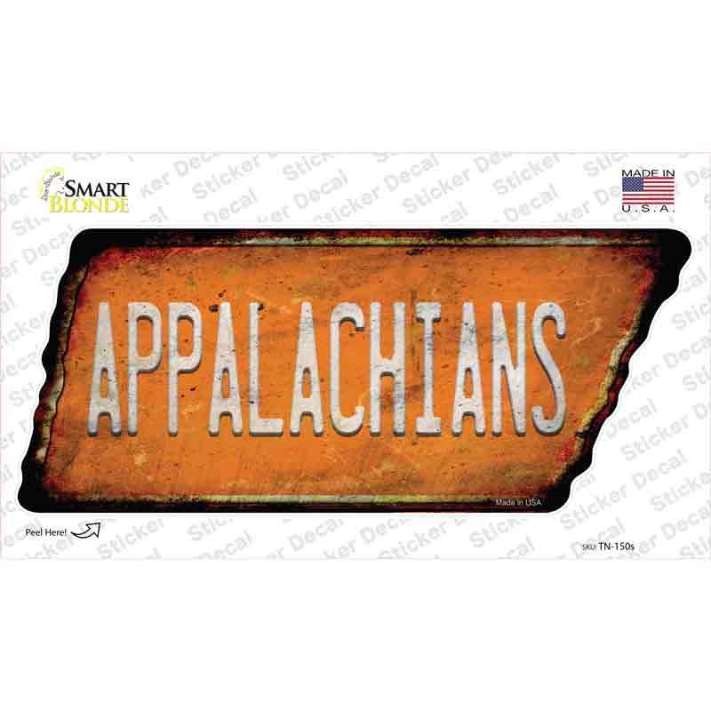 Appalachians Novelty Rusty Tennessee Shape Sticker Decal