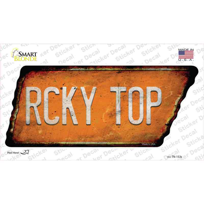 Rcky Top Novelty Rusty Tennessee Shape Sticker Decal