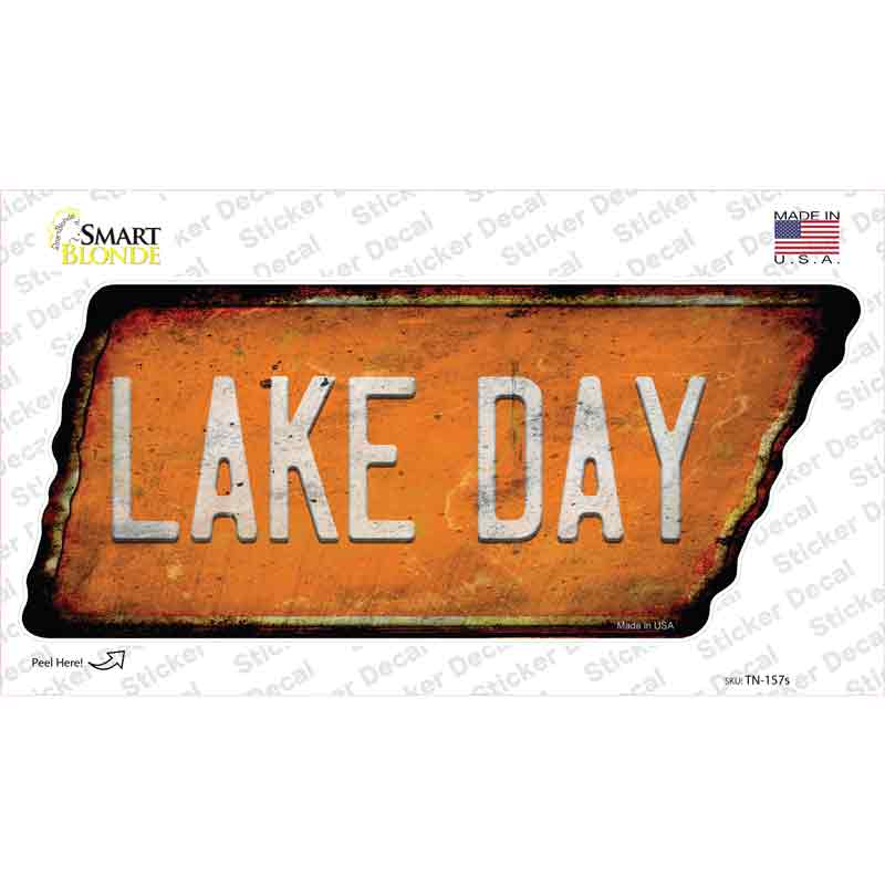 Lake Day Novelty Rusty Tennessee Shape Sticker Decal