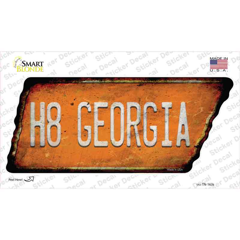 H8 Georgia Novelty Rusty Tennessee Shape Sticker Decal