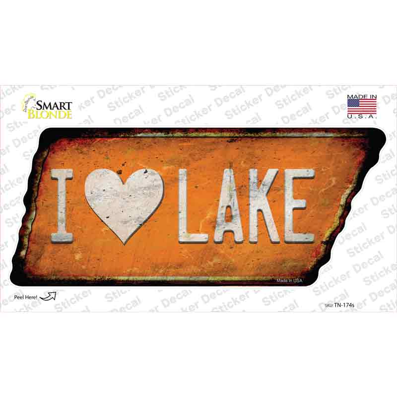 I Love Lake Novelty Rusty Tennessee Shape Sticker Decal