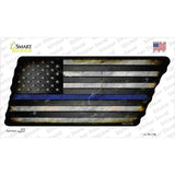 Thin Blue Line American Flag Novelty Rusty Effect Metal Tennessee Shape Sticker Decal