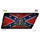 Confederate Dont Tread Novelty Rusty Tennessee Shape Sticker Decal