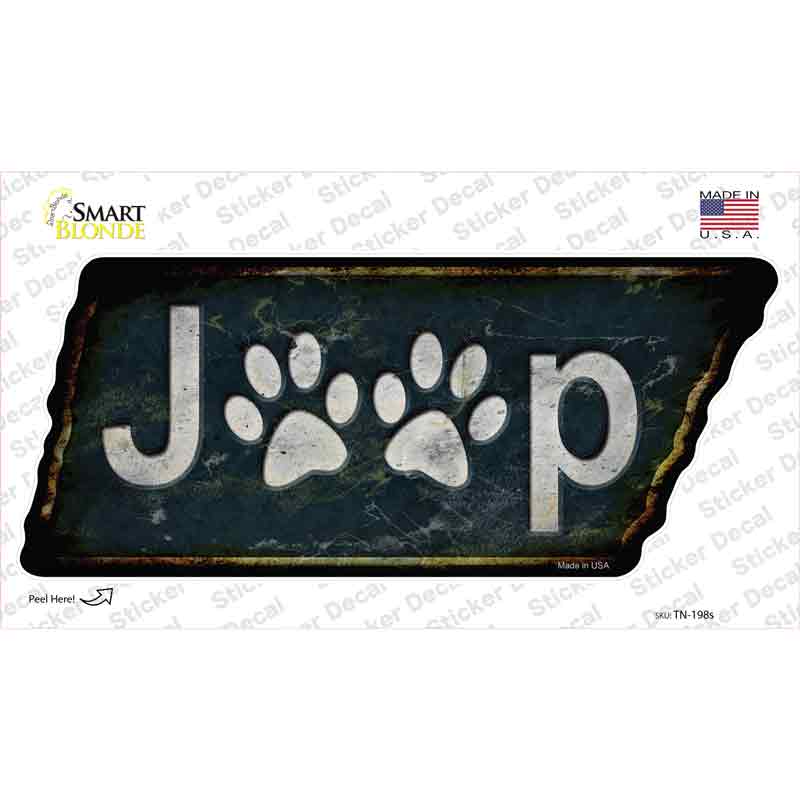 J**p Paws Novelty Rusty Tennessee Shape Sticker Decal
