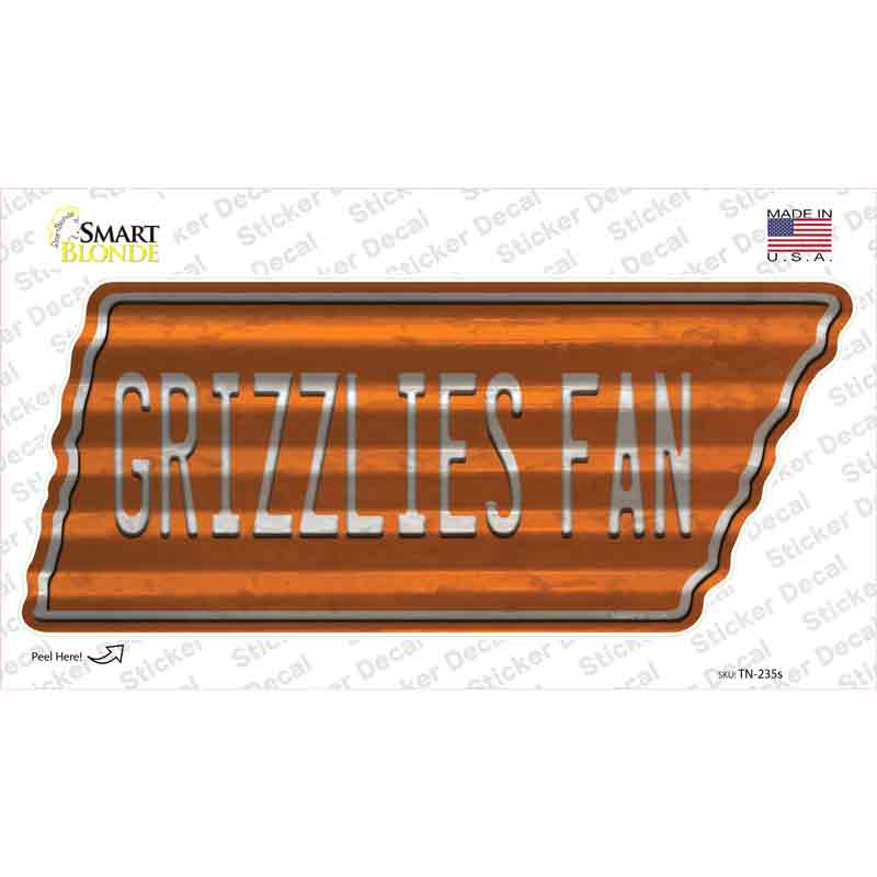 Grizzlies Fan Novelty Corrugated Tennessee Shape Sticker Decal