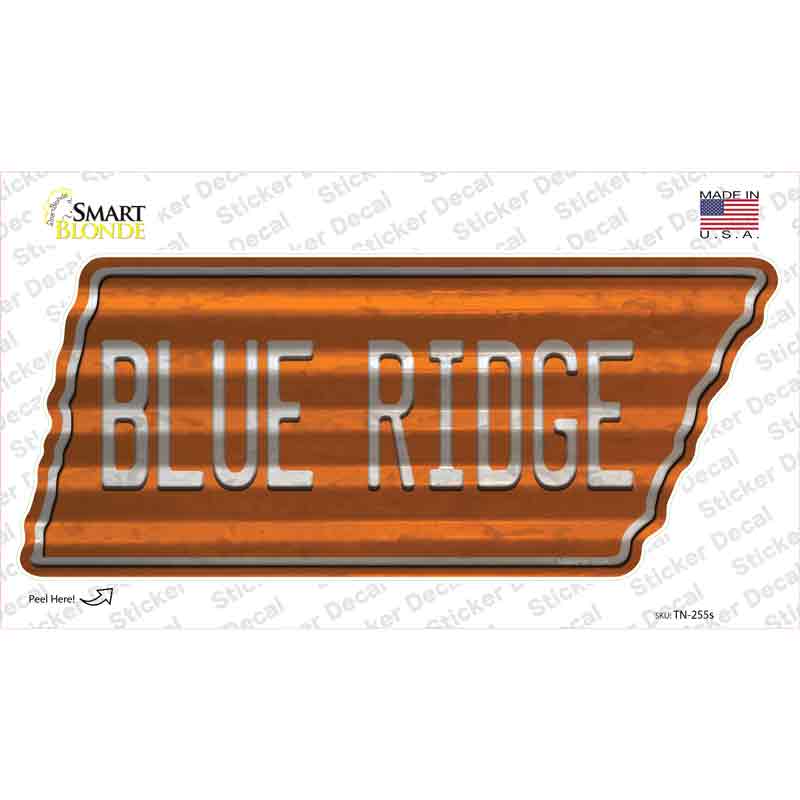 Blue Ridge Novelty Corrugated Tennessee Shape Sticker Decal