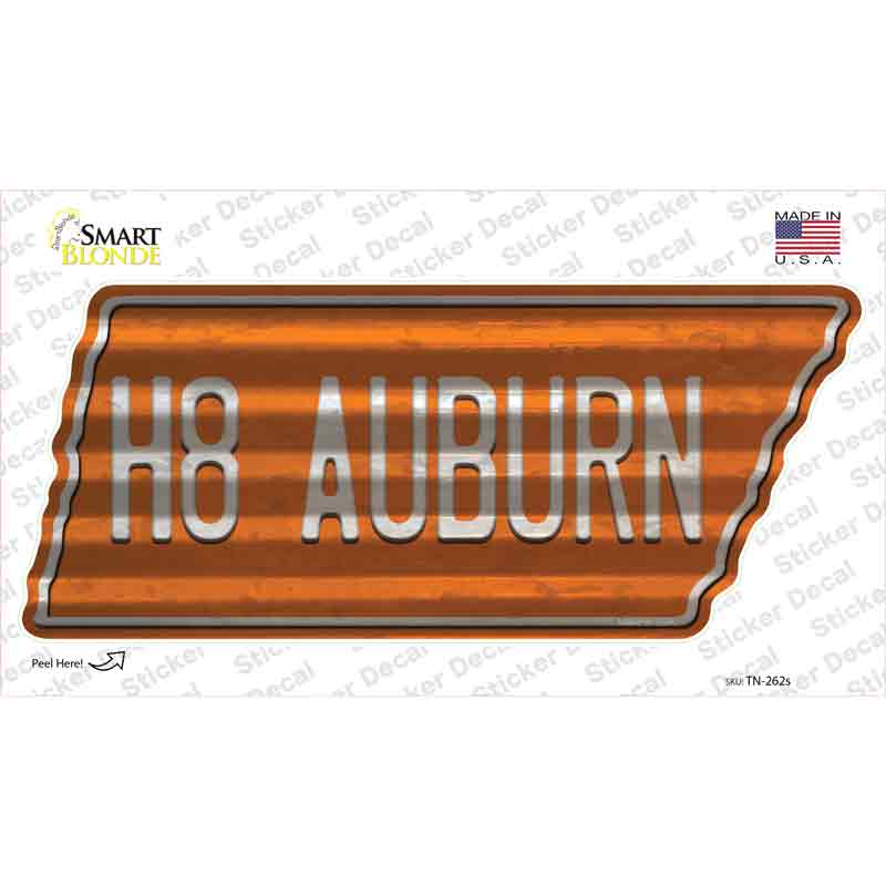 H8 Auburn Novelty Corrugated Tennessee Shape Sticker Decal